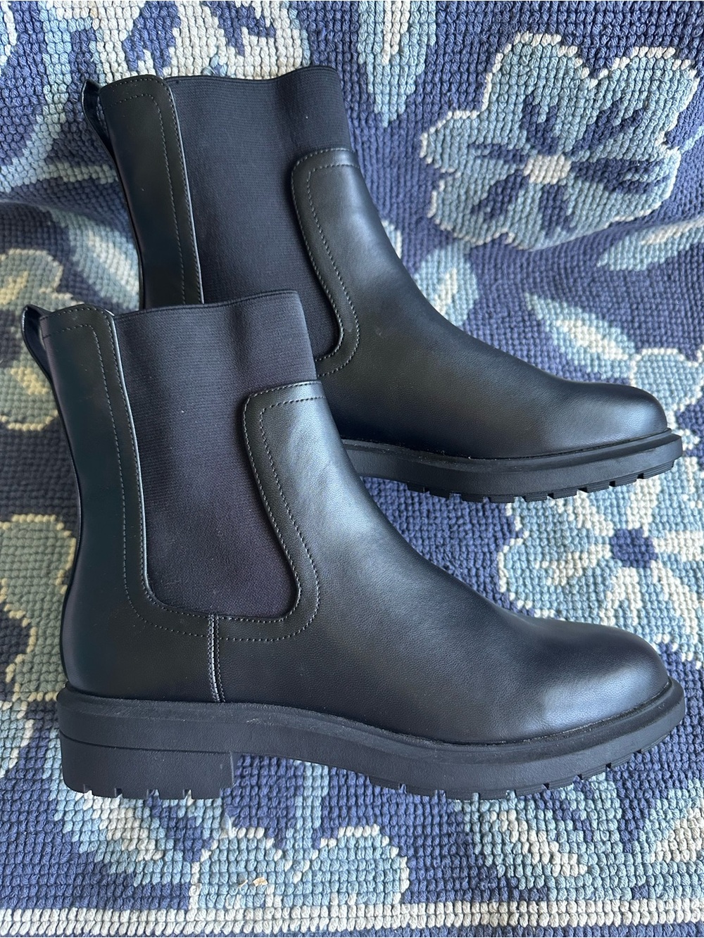 👢 Alfani StepFlex Black Chelsea Ankle Boots Lug Sole Comfort Booties 8.5M NWOT